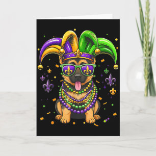 Cartão Diversão cão pastor alemão festa contas mardi gras