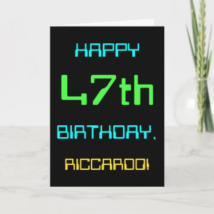 Cartão Diversão Computação Digital Tema de 47º Aniversári