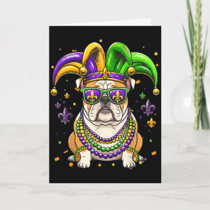 Cartão Diversão conta beads mardi gras bulldog inglês fes