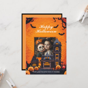 Cartão Diversão da Família Spooky do Halloween