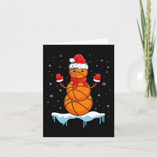 Cartão Diversão de Papais noeis de basquete de Natal Snow (Frente)