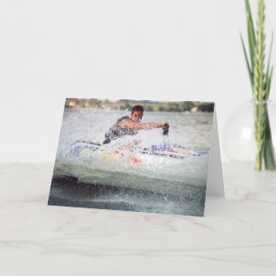 Cartão Diversão de verão sobre esqui