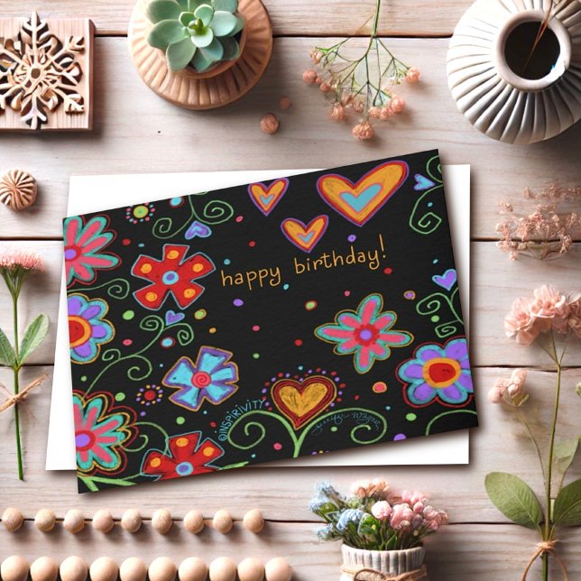 Cartão Diversão e Colorido Feliz Aniversário “Inspirivida (Criador carregado)