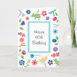 Cartão Diversão Floral 60º ou qualquer saudação de aniver