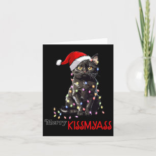 Cartão Diversão Gato Preto Feliz Beijem Meu Natal Pijama