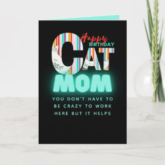 Cartão Diversão Moderna Mãe de Gato Maluca Aniversário Pe
