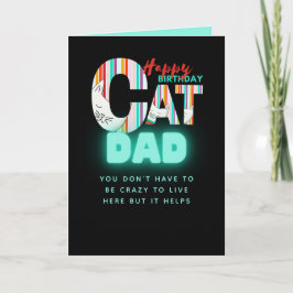 Cartão Diversão Moderna Pai de Gato Maluco Aniversário Pe