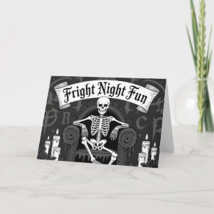 Cartão Diversão na Noite de Terror: Design do Esqueleto n