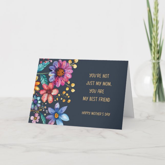 Cartão Diversão no Dia das Mães Design Floral Caprichoso (Frente)