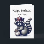 Cartão Diversão Raccoon Grandson Baseball Birthday Animal<br><div class="desc">Diversão Raccoon Grandson Baseball Birthday Animal</div>