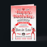 Cartão Diversão TRINIDADIANO SON em Vermelho e Cinza<br><div class="desc">Todo aniversário é especial, mas celebrar alguém que faz a vida valer a pena viver, isso é inestimável.</div>