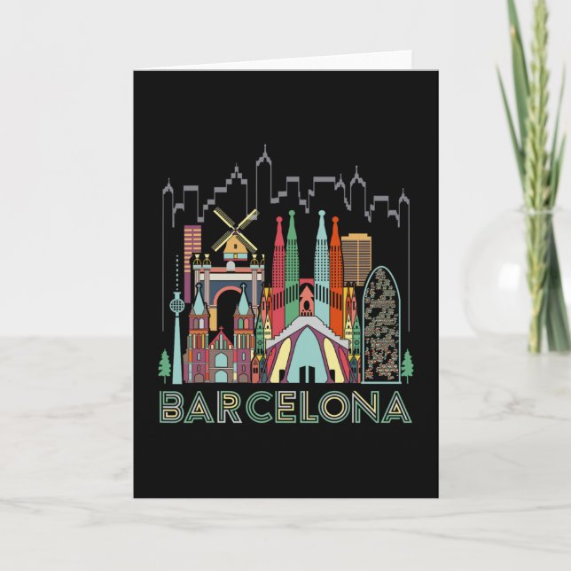 Cartão Divertida Viagem Espanha Rcelona Presente de Féria (Frente)