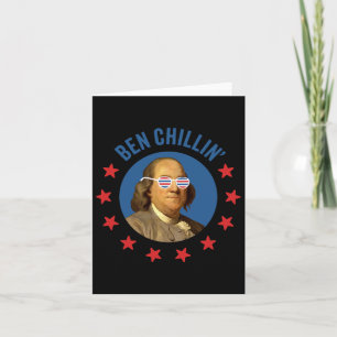 Cartão Divertido 4 de Julho - Ben Relaxando - Ben Frankli