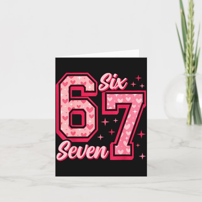 Cartão Divertido 6 7 Seis Sete Meme Dizendo Namorado Dia  (Frente)