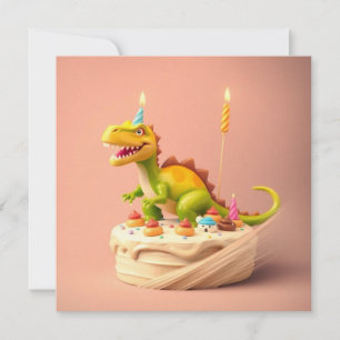 Cartão DIVERTIDO BOLO DE ANIVERSÁRIO DO Dinossauro