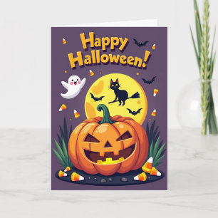 Cartão Divertido de Halloween com Abóbora