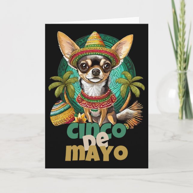 Cartão Divertido Design de Cachorro do Cinco De Mayo, Cut (Frente)