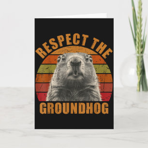 Cartão Divertido Dia da Marmota Retrô Vintage 2025 Respei