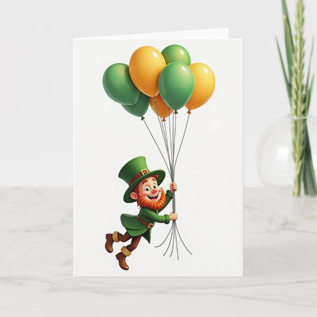 Cartão Divertido do Leprechaun Sortudo (Frente)