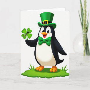 Cartão Divertido do Pinguim Sortudo