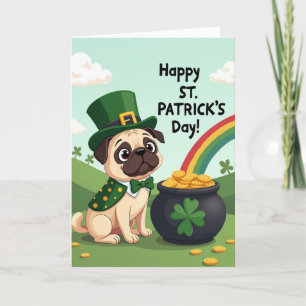 Cartão Divertido do Pug no Dia de São Patrício