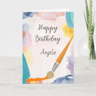 Cartão Divertido Feliz Aniversário Artista Pintor Artesão