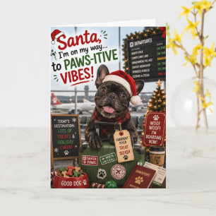 Cartão Divertido Natal de Bulldog Francês Viagens Patas-p