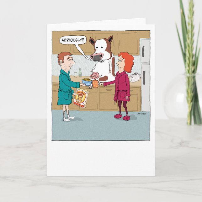 Cartão Divertido Ordenhando a Vaca Feliz Aniversário (Frente)