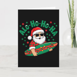Cartão Divertido Papai Noel havaiano Alo-ho-ho-ha surfand