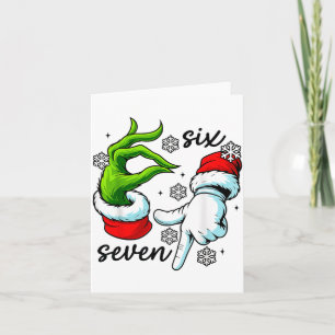 Cartão Divertido Seis Sete 67 Meme 6 7 Natal Elfo Mão Men