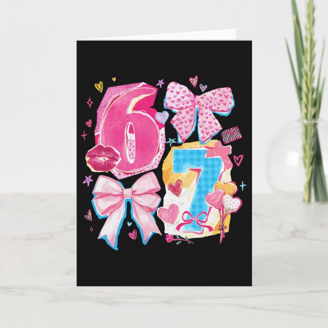 Cartão Divertido Seis Sete Namorado Coquete Laço Préppy O (Frente)