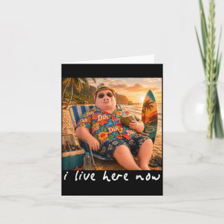 Cartão Divertido Verão Praia Surf Eu Moro Aqui Agora
