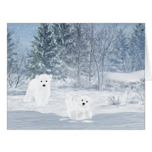 Cartão Divertimento da neve - urso Cubs polar
