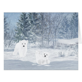 Cartão Divertimento da neve - urso Cubs polar