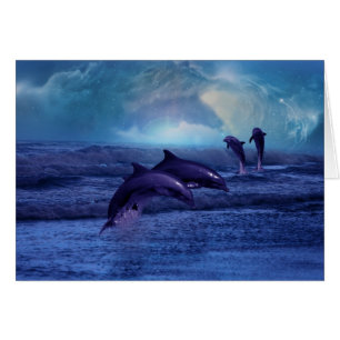 Cartão Divertimento e brincadeira de golfinho