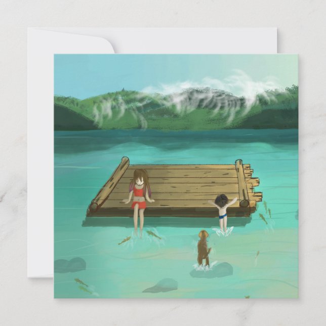 Cartão Divertimento no lago (Frente)
