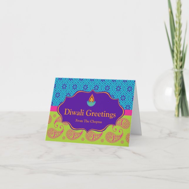 Cartão Diwali Greeting Card with editable text (Frente)