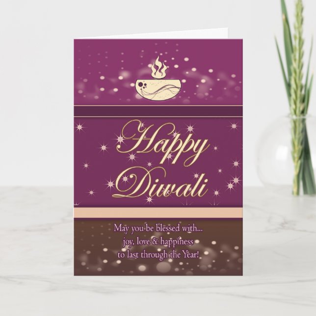 Cartão Diwali Greeting Card With Lamp - Happy Diwali (Frente)