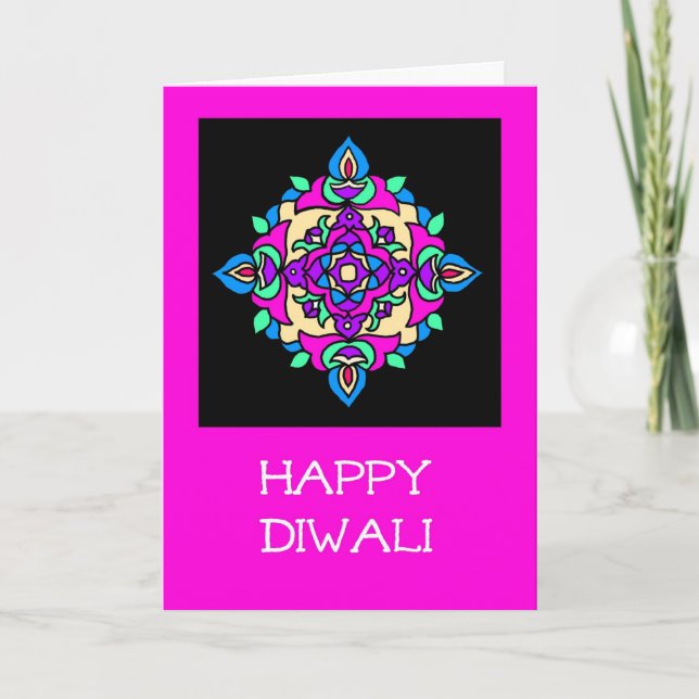 Cartão Diwali Greeting Card with Rangoli Pattern (Frente)