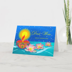 Cartão Diwali Wishes for Grandfather, Diya and Lotus