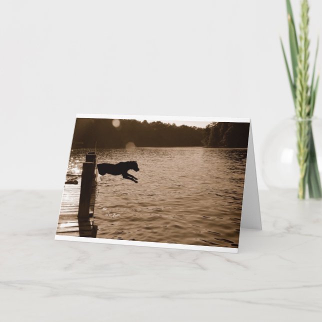 Cartão Dixie jumping from dock (Frente)