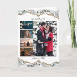 Cartão DIY 5 foto aniversário de casamento geode vert.