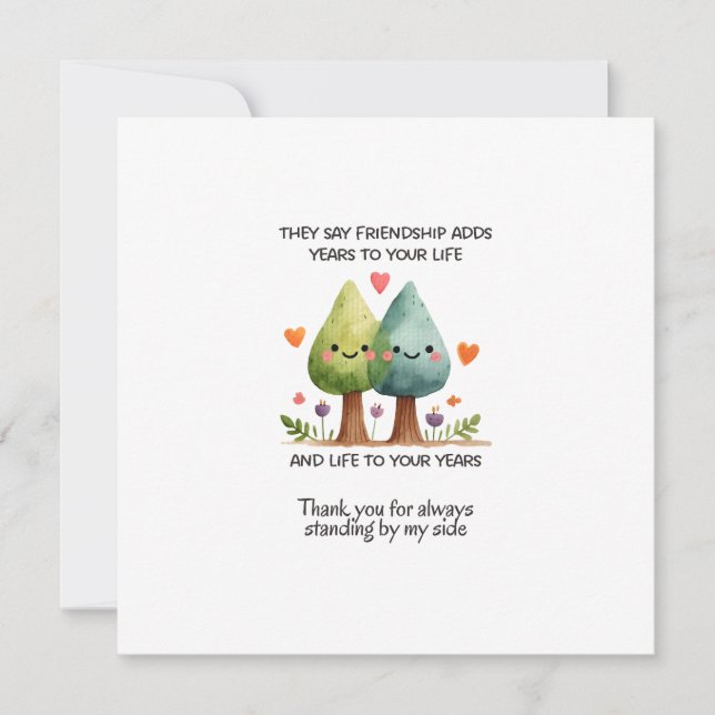 Cartão Dizem Que Amizade Adiciona Anos À Sua Vida (Frente)