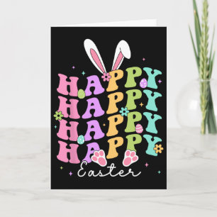 Cartão Dizendo Feliz Páscoa Ovo Groovy Bunny Coelho Crian