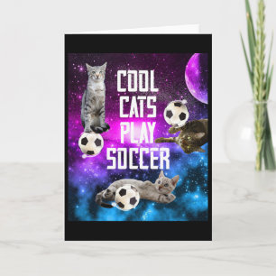 Cartão Dizendo Gatos Design de Futebol Engraçado