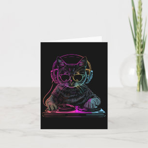 Cartão Dj Cat Edm Techno House Música Engraçada Cat Lover