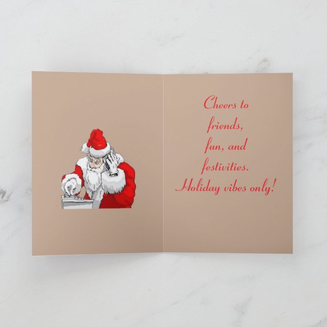 Cartão DJ Santa Claus Mixing The Christmas Party Track  (Interior)