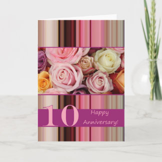 Cartão do 10º Aniversário de Casamento - Faixa ros