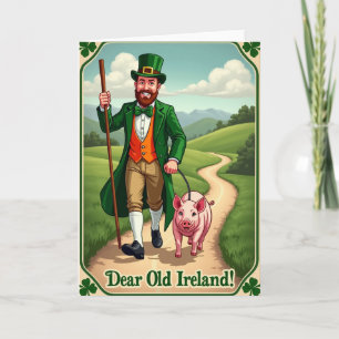 Cartão do amigo da Irlanda e do passeio do porco