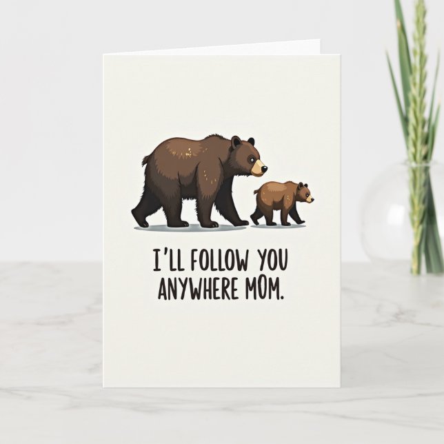 Cartão do Amor da Mamãe Urso Marrom (Frente)